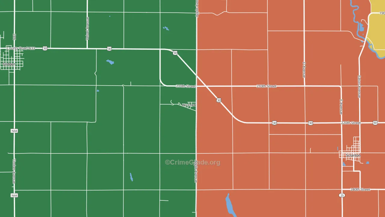 Ralston, IA Map of Theft Rates