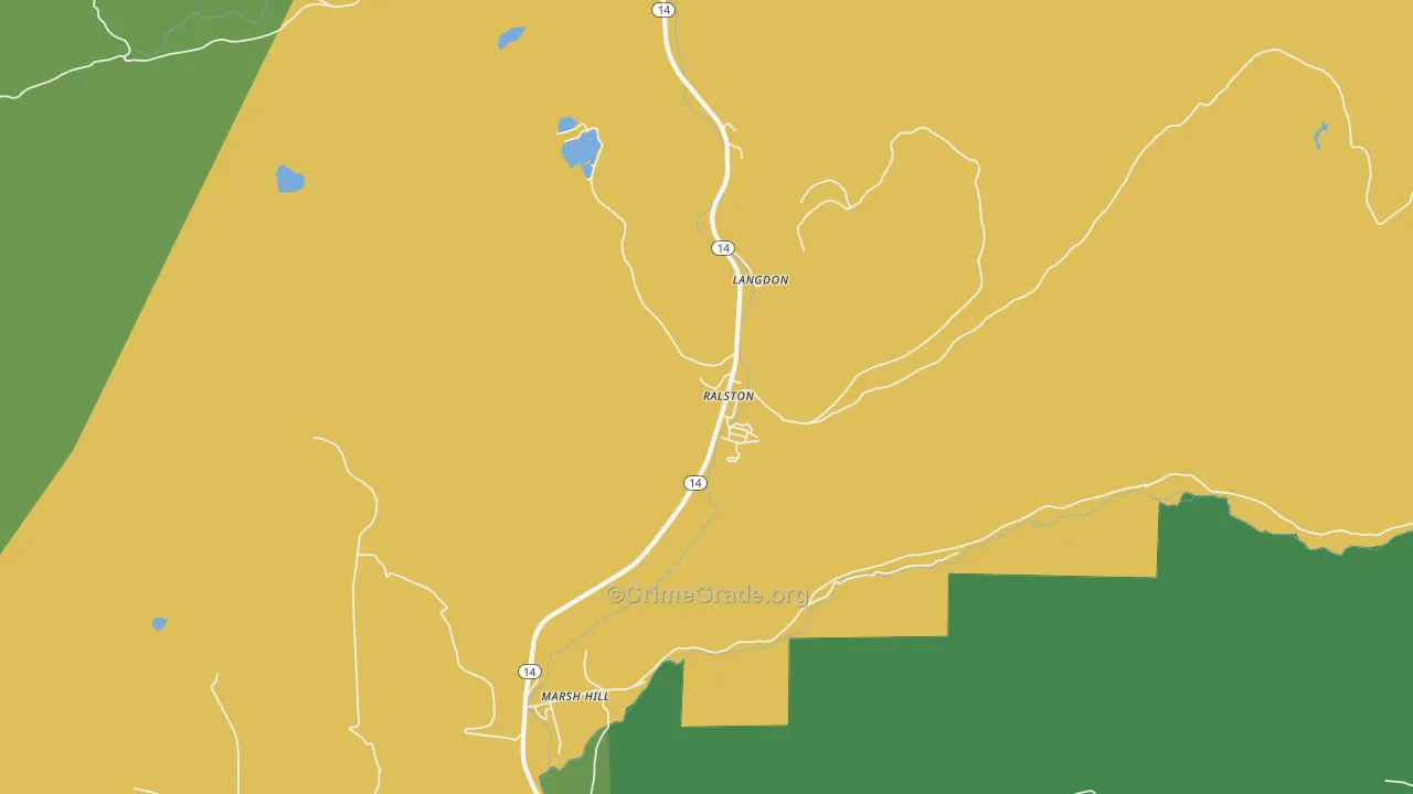 Ralston, PA Map of Theft Rates