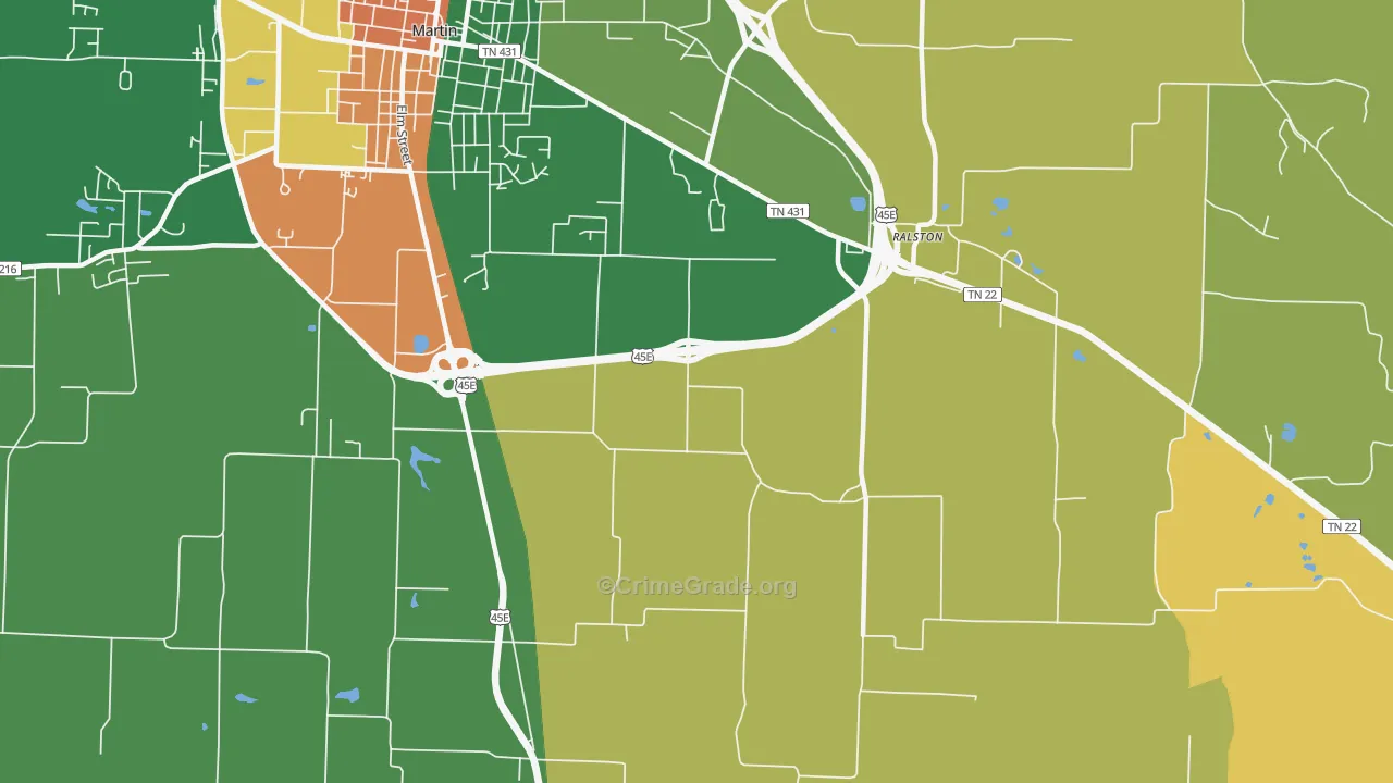 Ralston, TN Map of Theft Rates