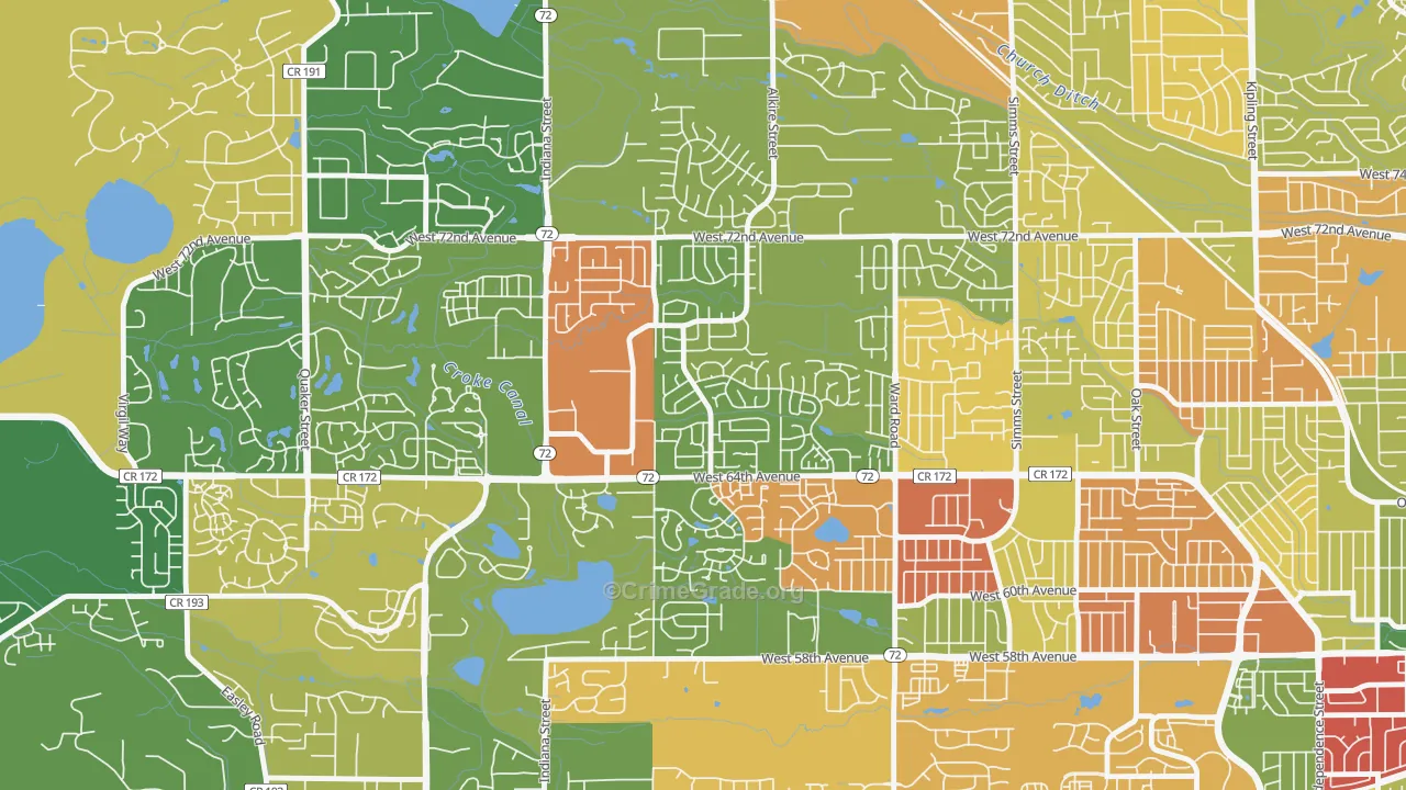 Ralston Valley, Arvada, CO Map of Theft Rates