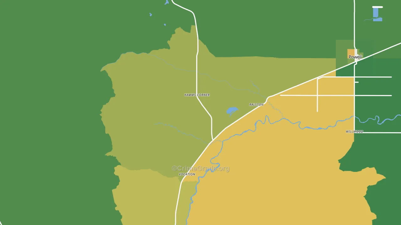 Ralston, WY Map of Theft Rates