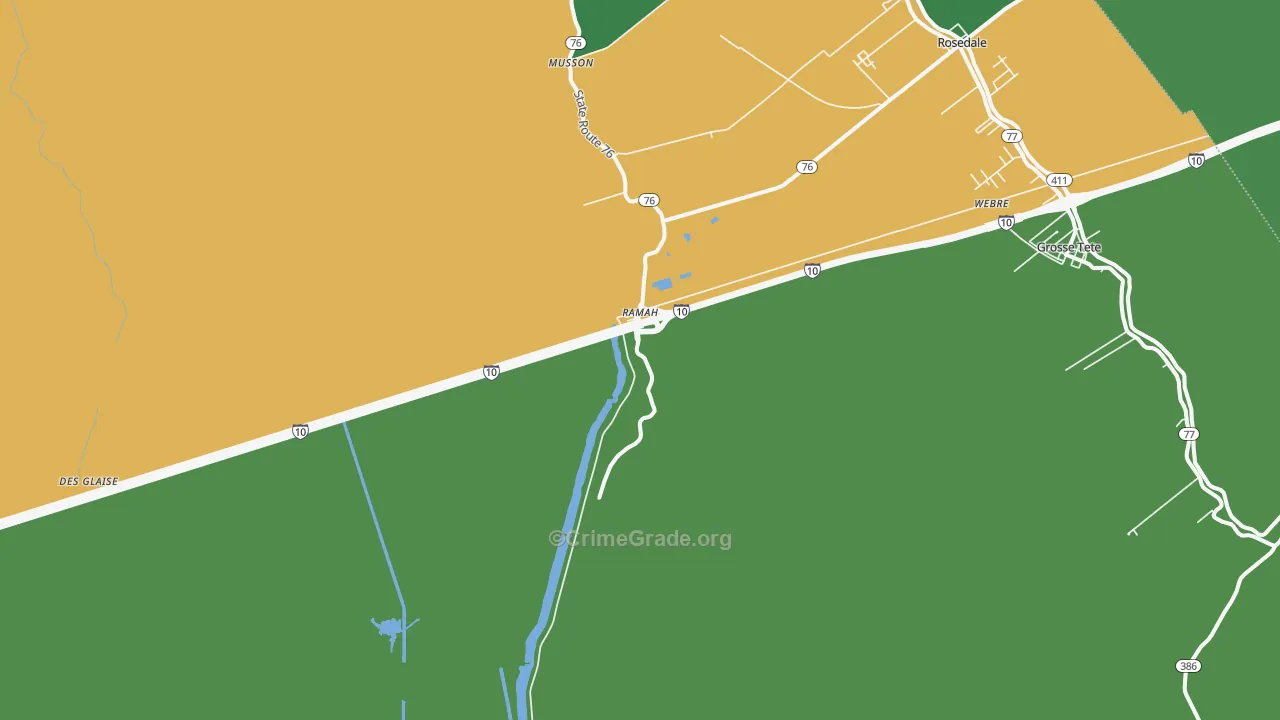 Ramah, LA Map of Theft Rates