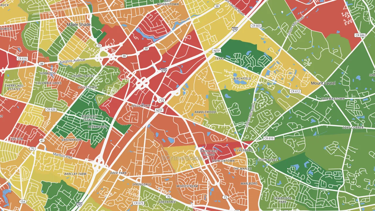Ramblewood, NJ Map of Theft Rates