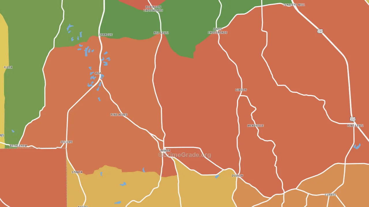 Ramer, AL Map of Theft Rates