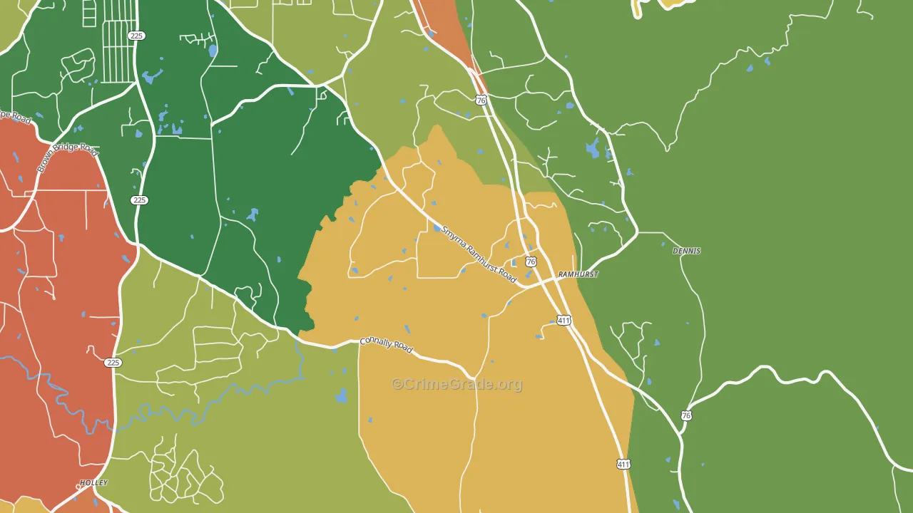 Ramhurst, GA Map of Theft Rates