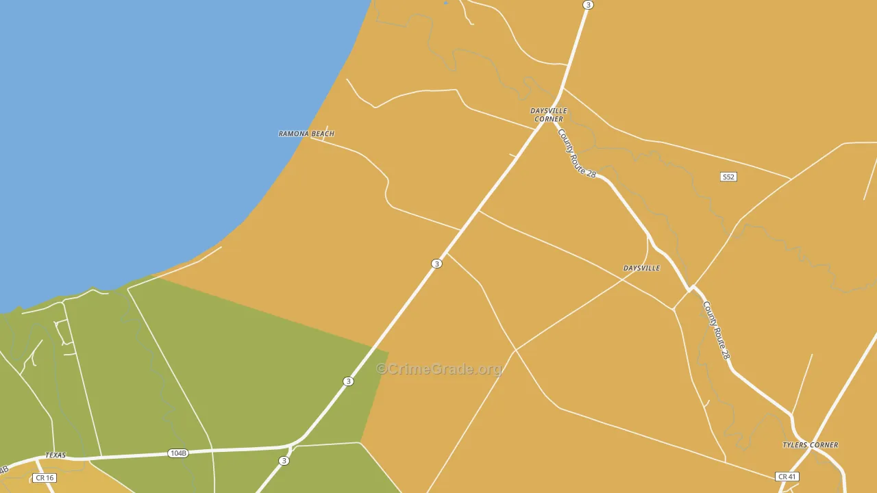 Ramona Beach, NY Map of Theft Rates