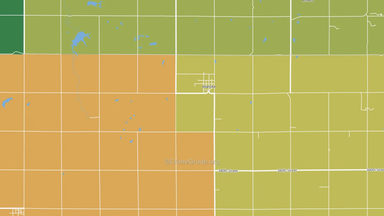 Ramona, KS Map of Theft Rates