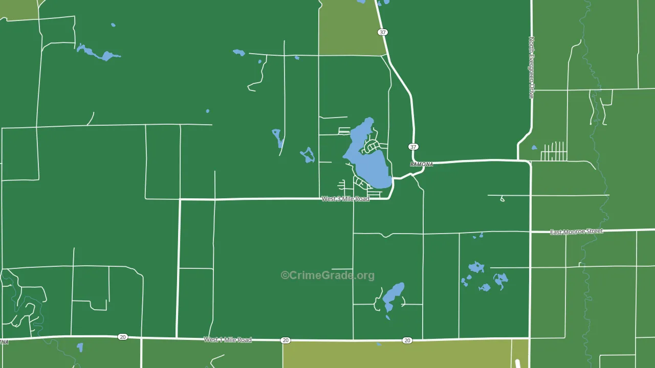 Ramona, MI Map of Theft Rates