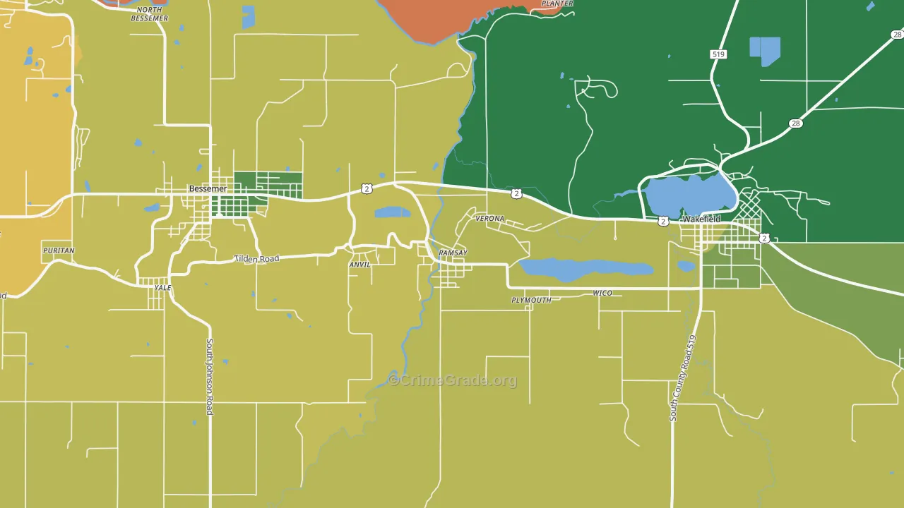 Ramsay, MI Map of Theft Rates