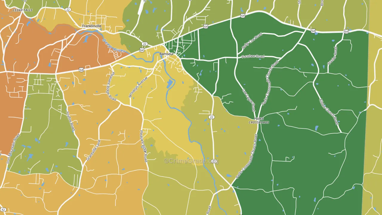 Ramseur, NC Map of Theft Rates