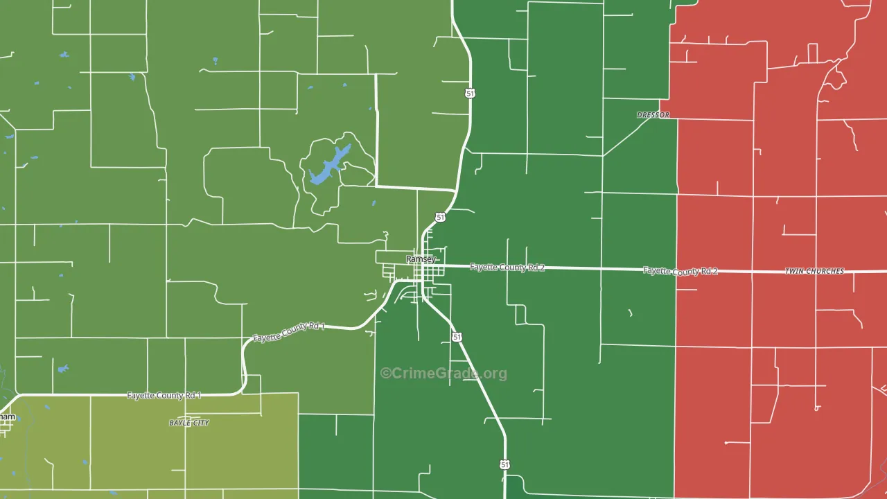 Ramsey, IL Map of Theft Rates