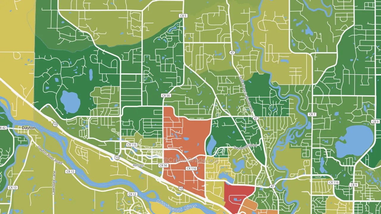 Ramsey, MN Map of Theft Rates