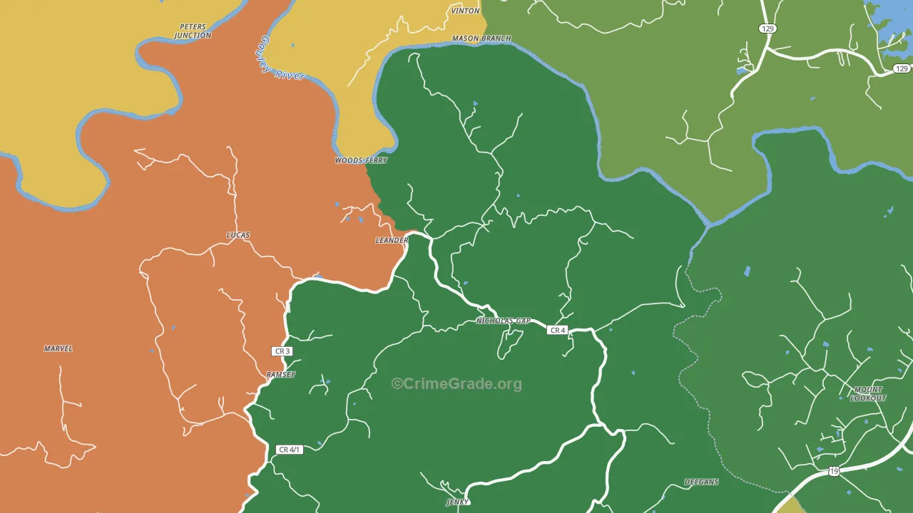 Ramsey, WV Map of Theft Rates