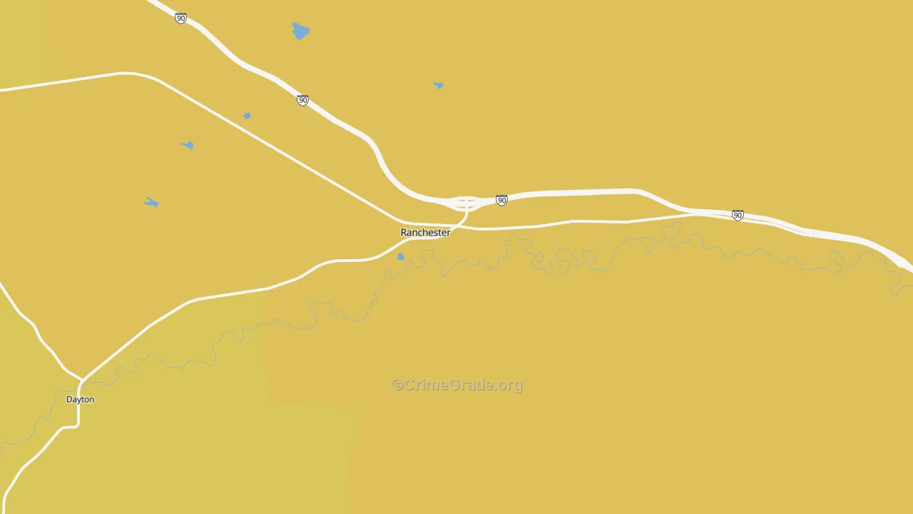 Ranchester, WY Map of Theft Rates