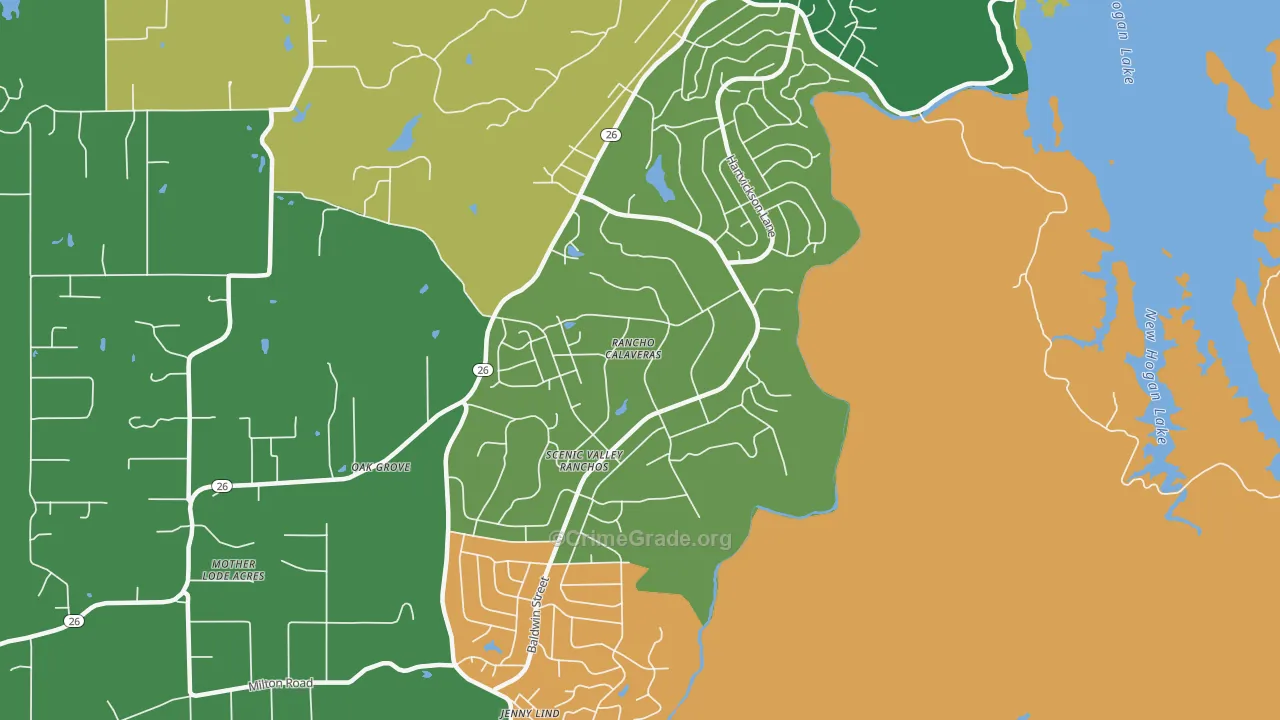 Rancho Calaveras, CA Map of Theft Rates