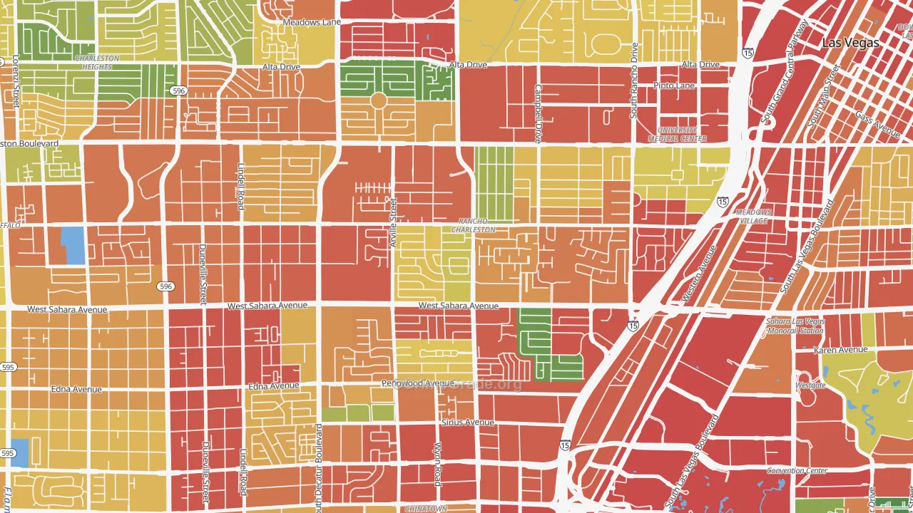 Rancho Charleston, Las Vegas, NV Map of Theft Rates