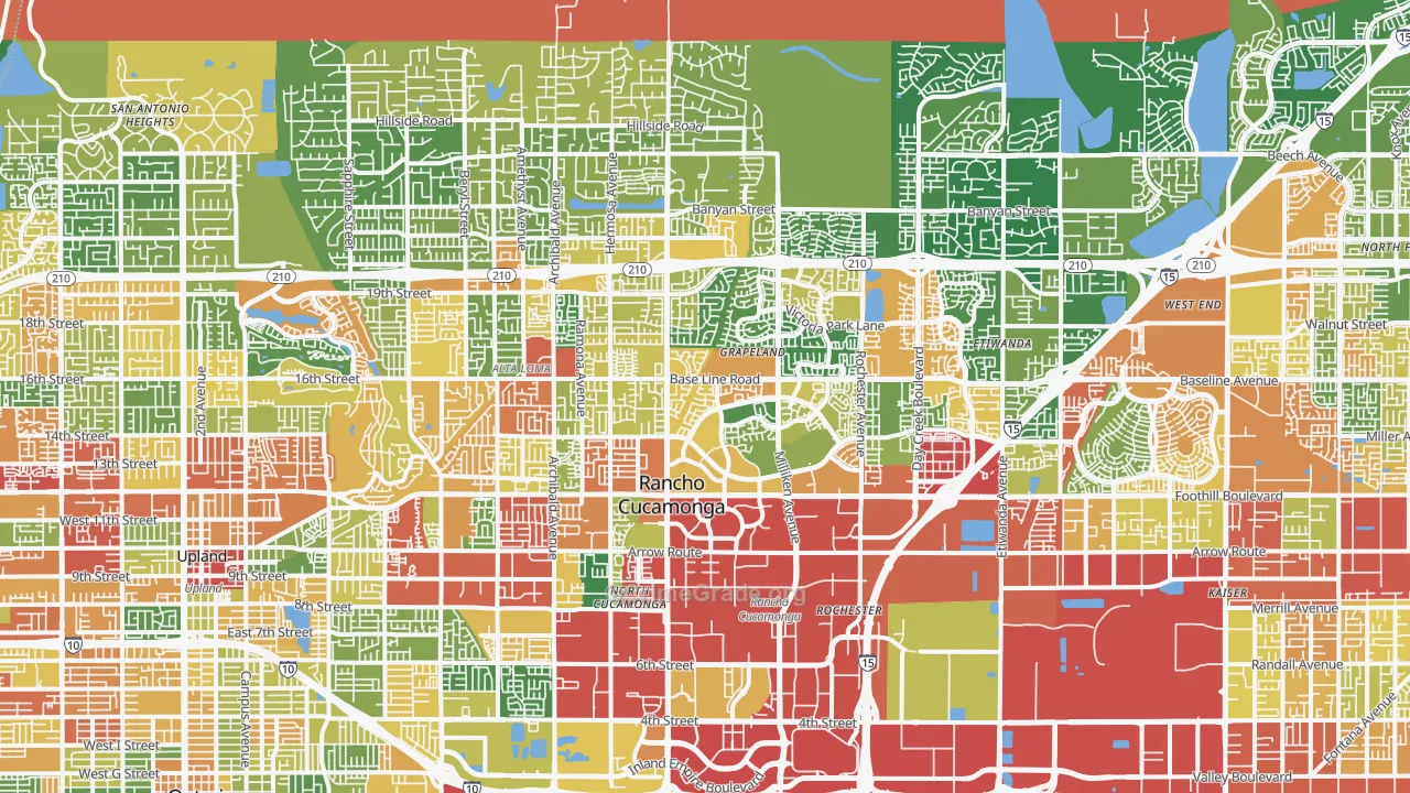 Rancho Cucamonga, CA Map of Theft Rates