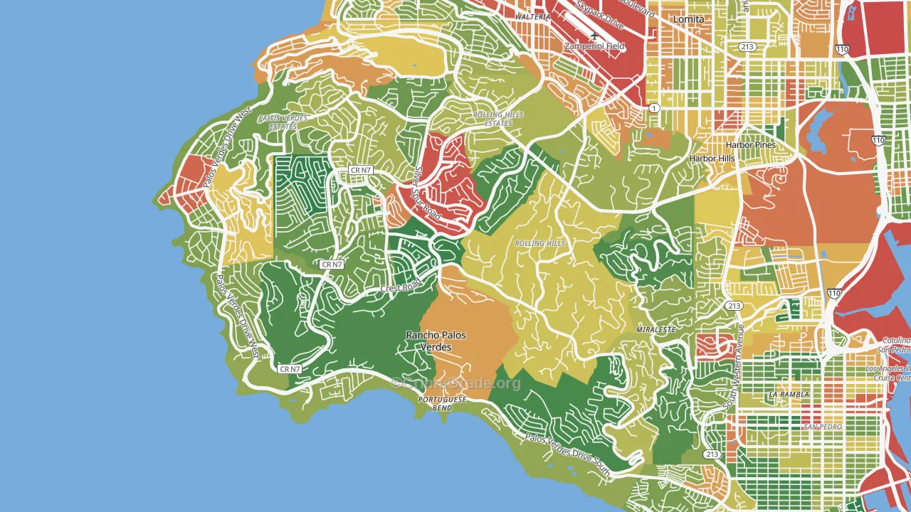 Rancho Palos Verdes, CA Map of Theft Rates
