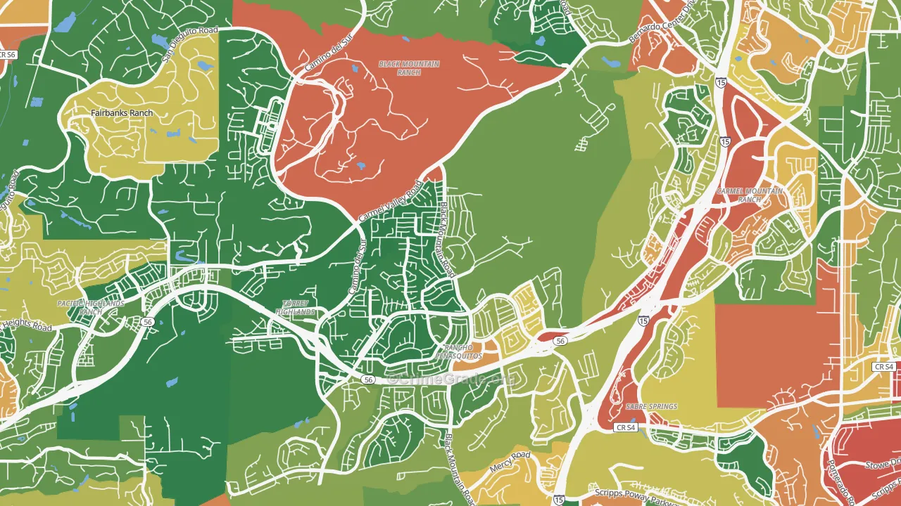 Rancho Penasquitos, San Diego, CA Map of Theft Rates