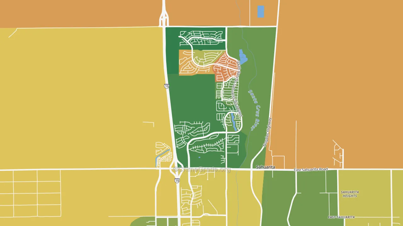 Rancho Sahuarita, Sahuarita, AZ Map of Theft Rates
