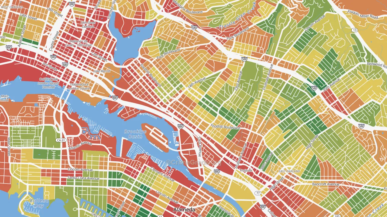 Rancho San Antonio, Oakland, CA Map of Theft Rates