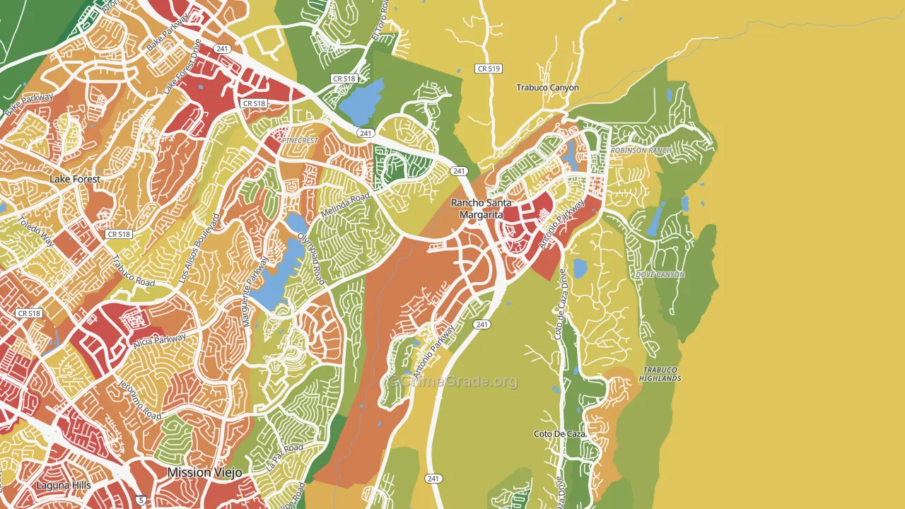 Rancho Santa Margarita, CA Map of Theft Rates