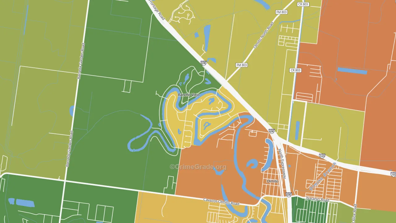 Rancho Viejo, TX Map of Theft Rates