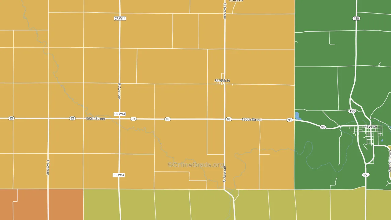 Randalia, IA Map of Theft Rates