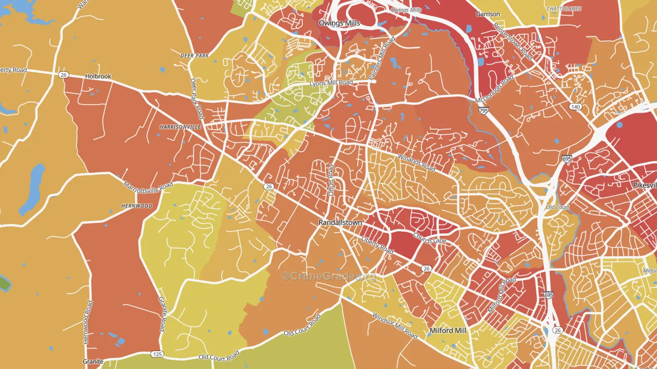 Randallstown, MD Map of Theft Rates