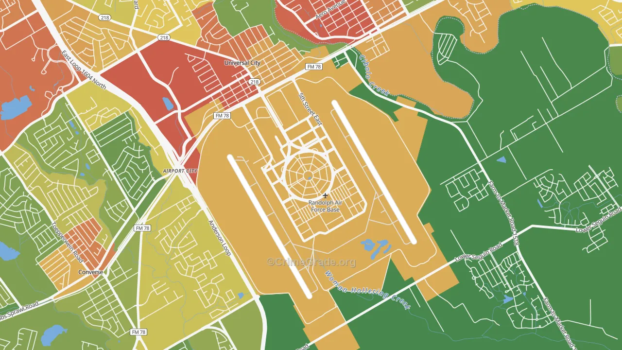 Randolph AFB, TX Map of Theft Rates