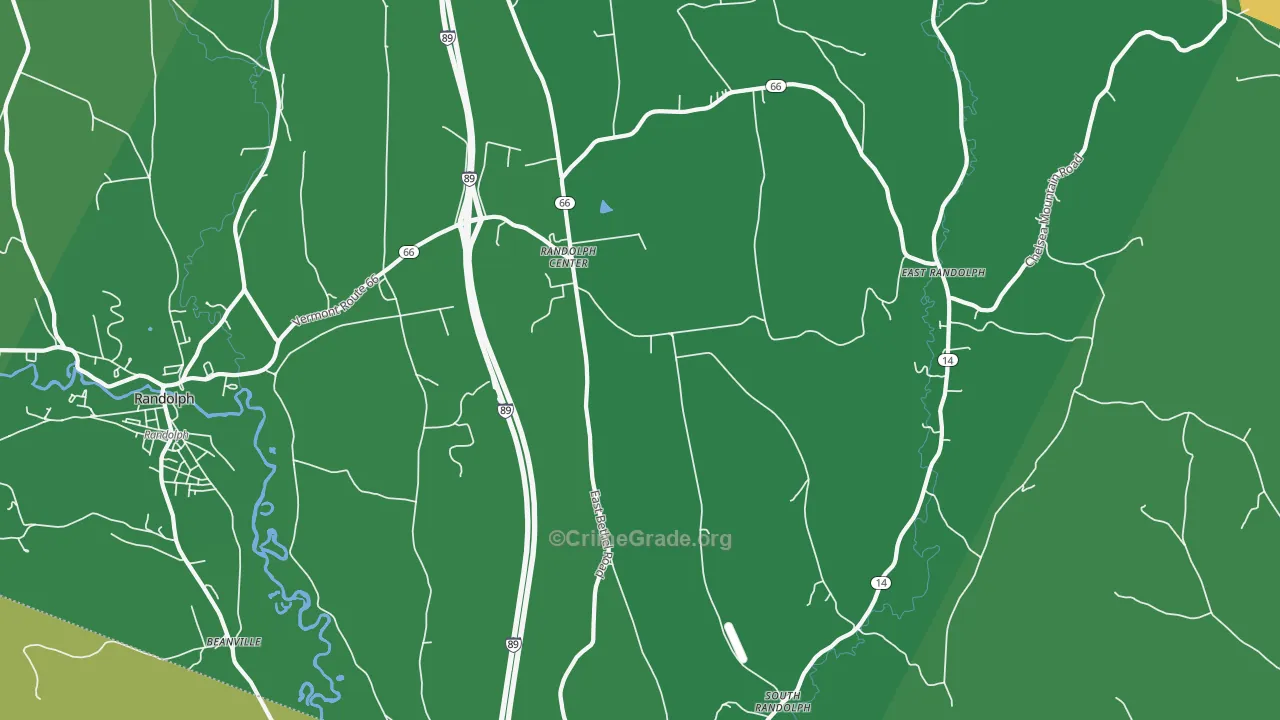 Randolph Center, VT Map of Theft Rates