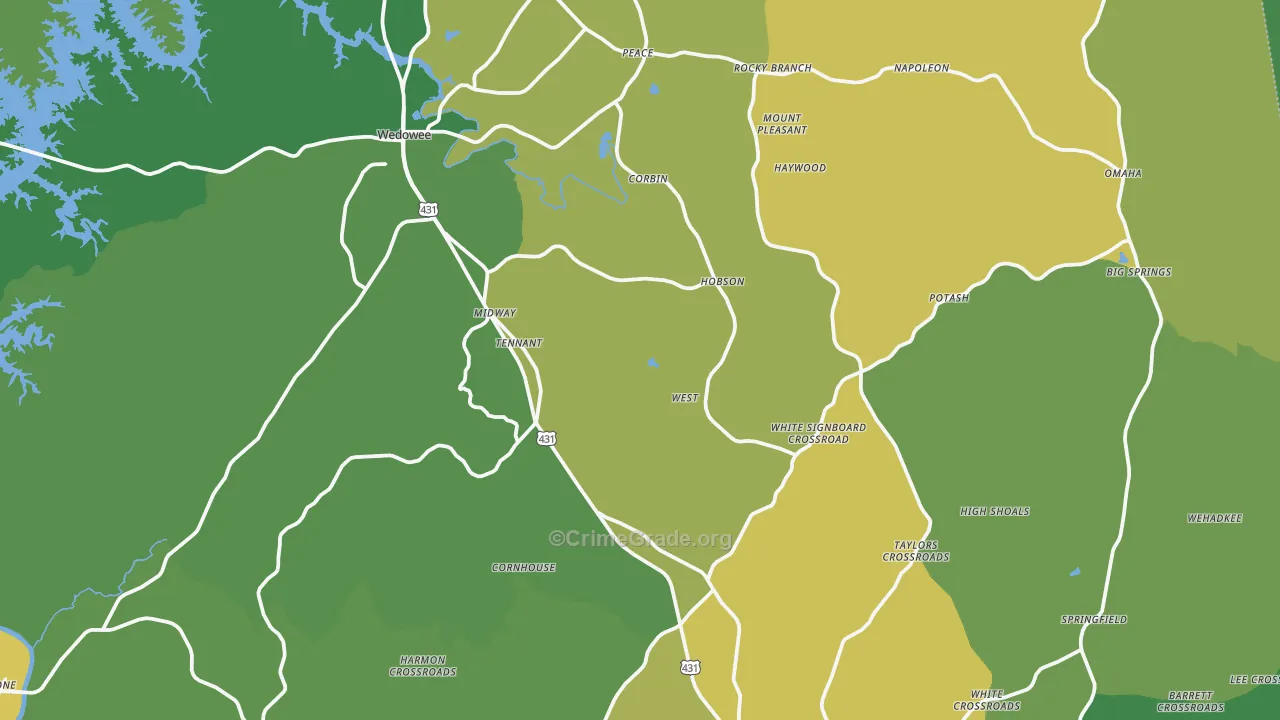 Randolph County, AL Map of Theft Rates