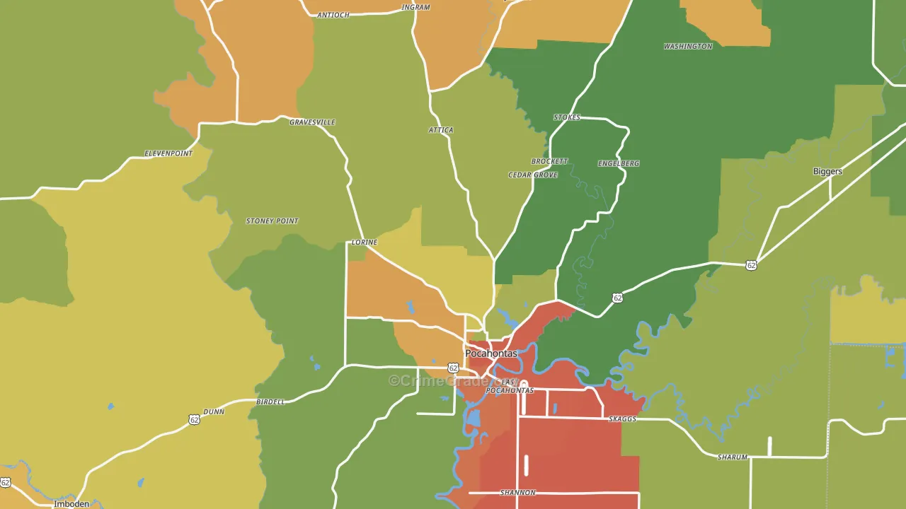 Randolph County, AR Map of Theft Rates