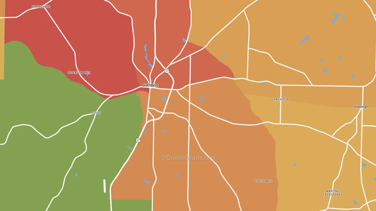 Randolph County, GA Map of Theft Rates