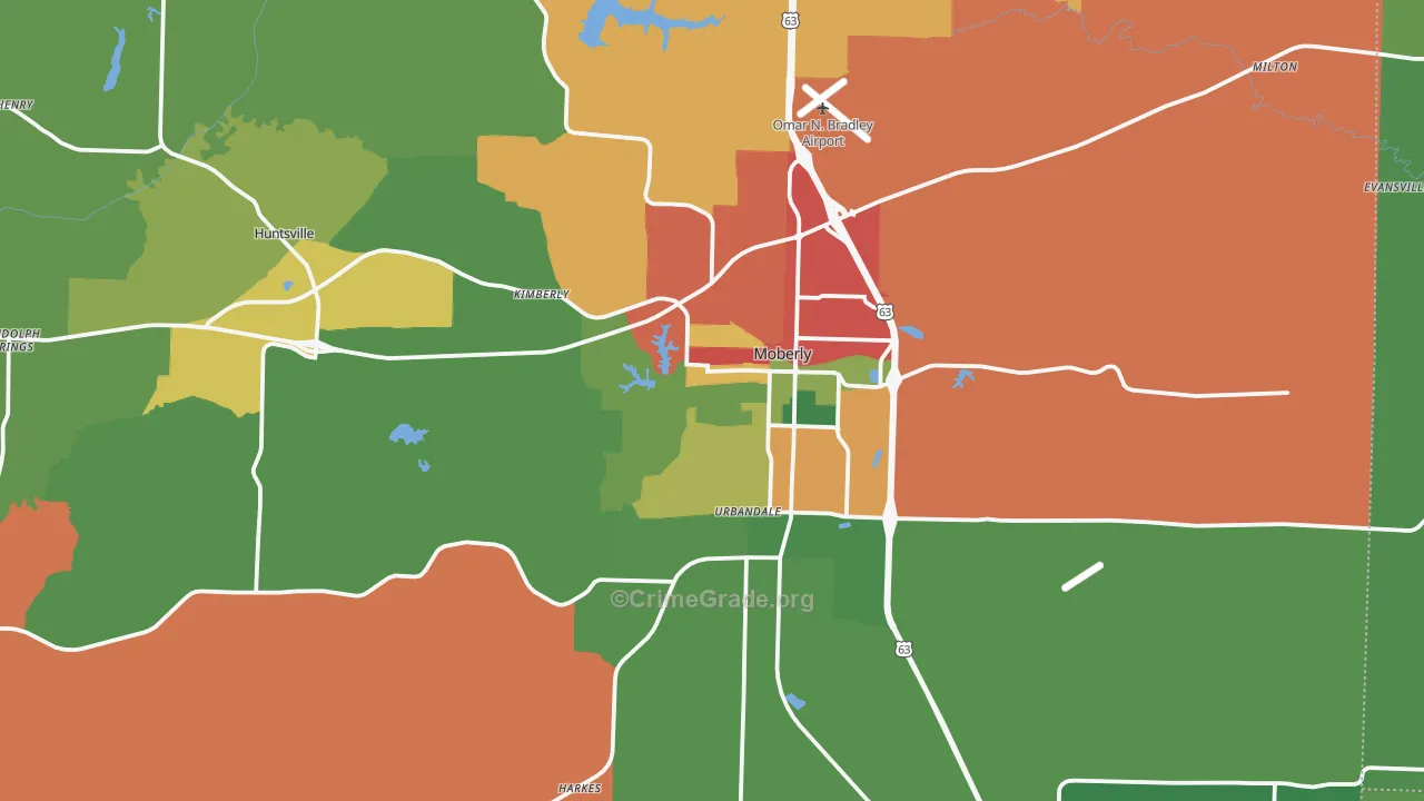 Randolph County, MO Map of Theft Rates
