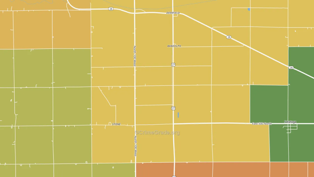 Randolph, IN Map of Theft Rates