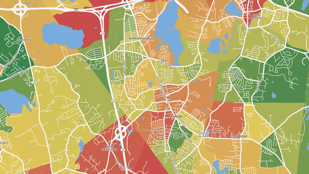 Randolph, MA Map of Theft Rates