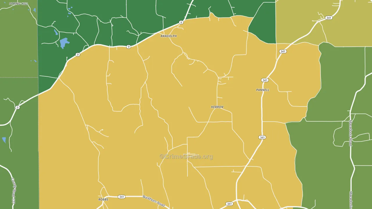 Randolph, MS Map of Theft Rates
