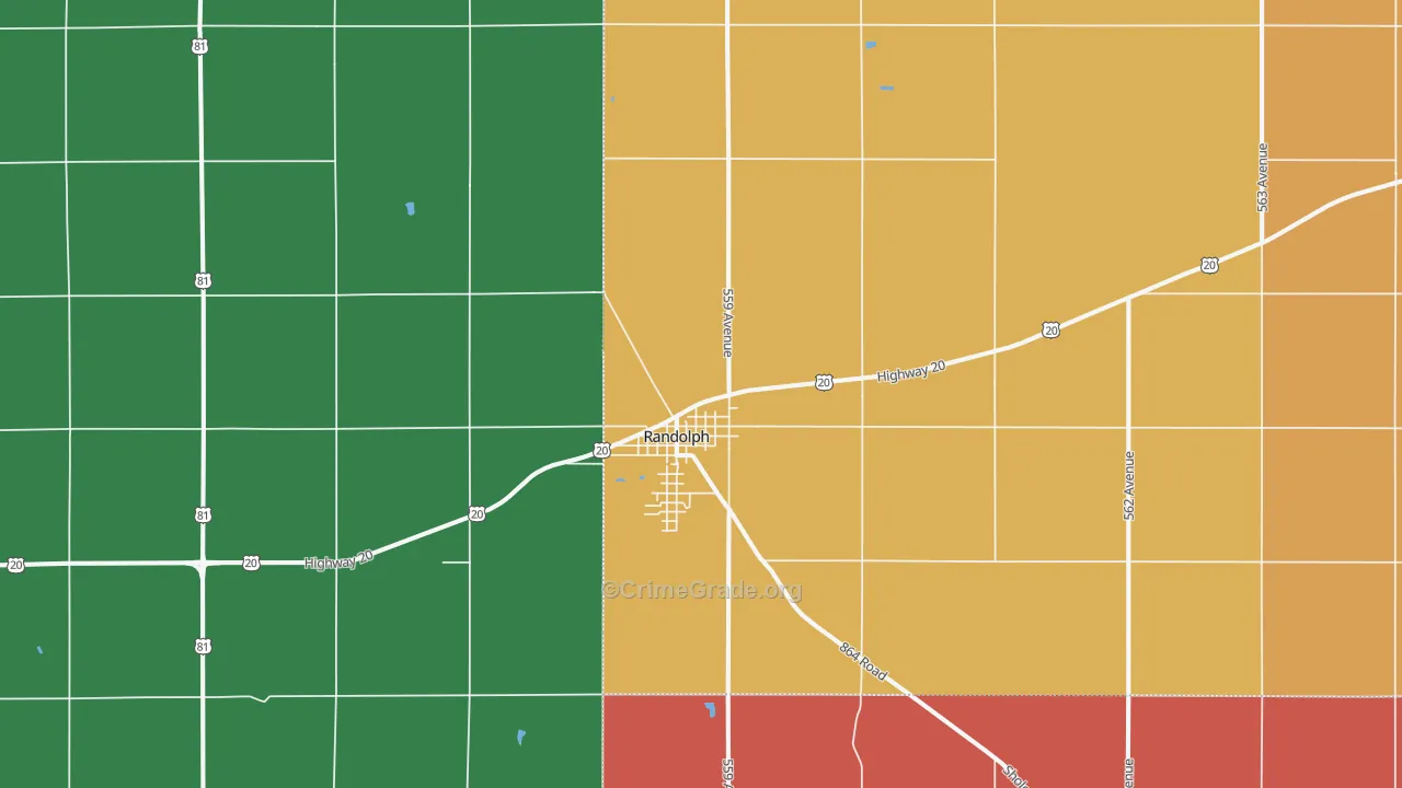 Randolph, NE Map of Theft Rates