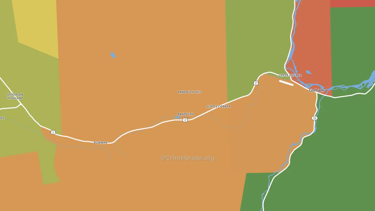 Randolph, NH Map of Theft Rates