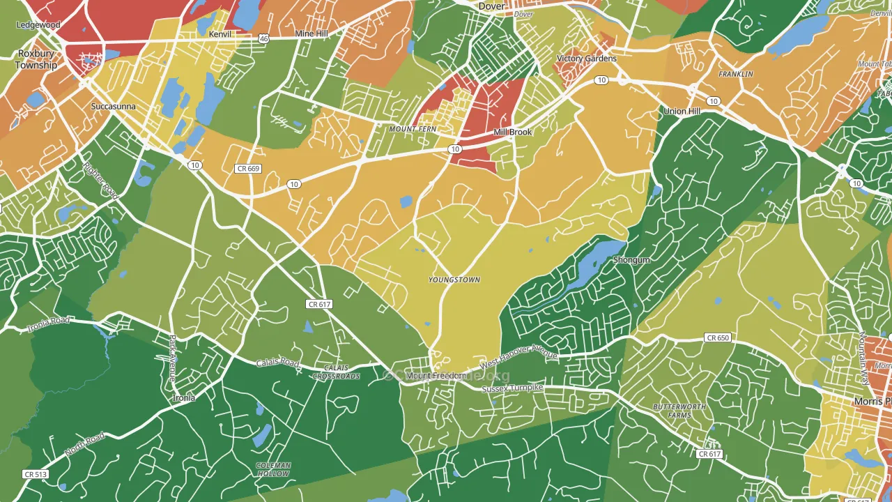 Randolph, NJ Map of Theft Rates