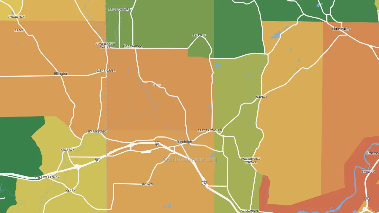 Randolph, NY Map of Theft Rates