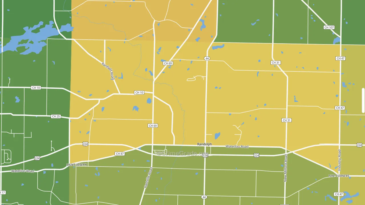 Randolph, OH Map of Theft Rates