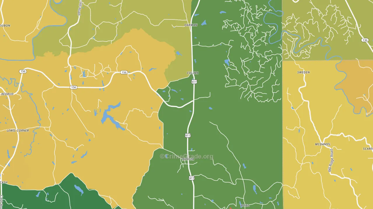 Ranger, GA Map of Theft Rates