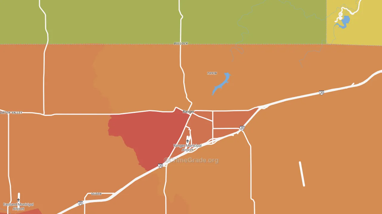 Ranger, TX Map of Theft Rates