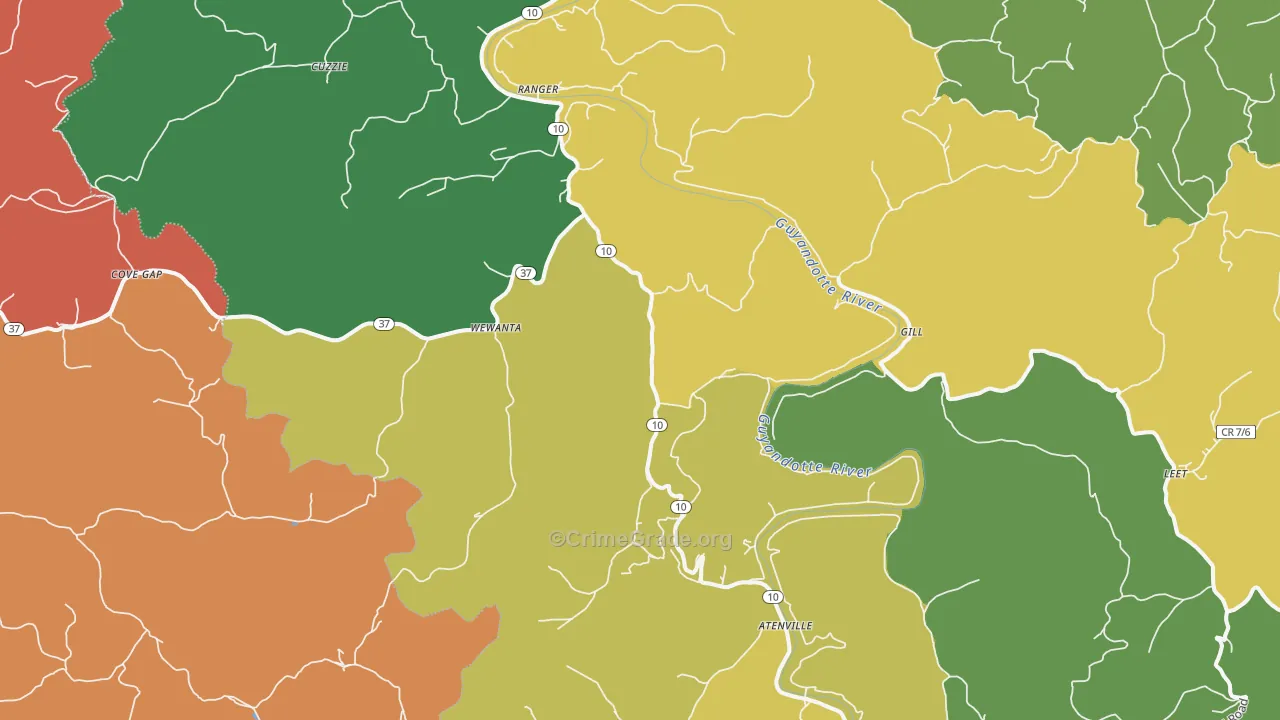 Ranger, WV Map of Theft Rates