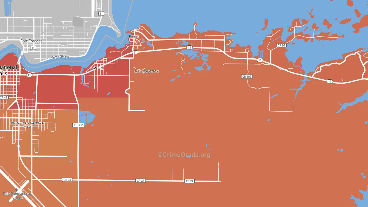 Ranier, MN Map of Theft Rates