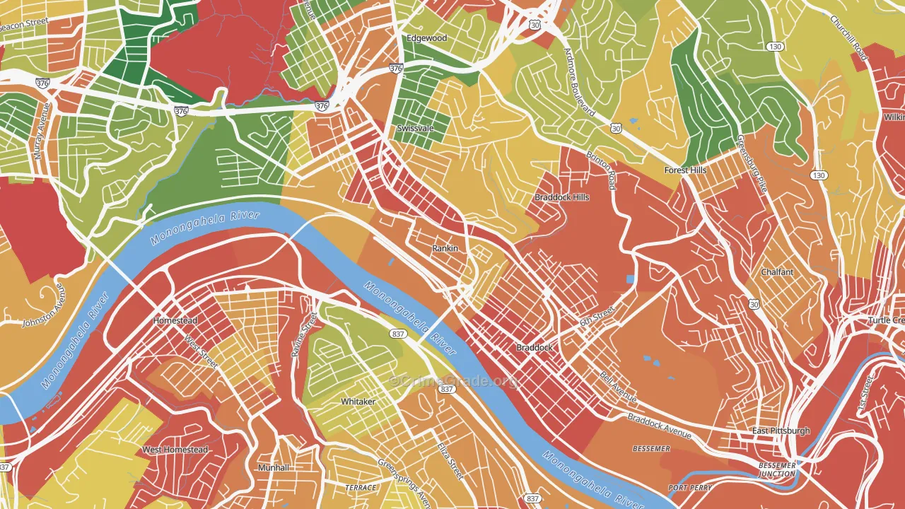 Rankin, PA Map of Theft Rates