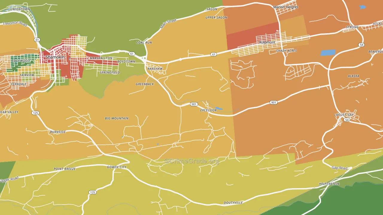 Ranshaw, PA Map of Theft Rates