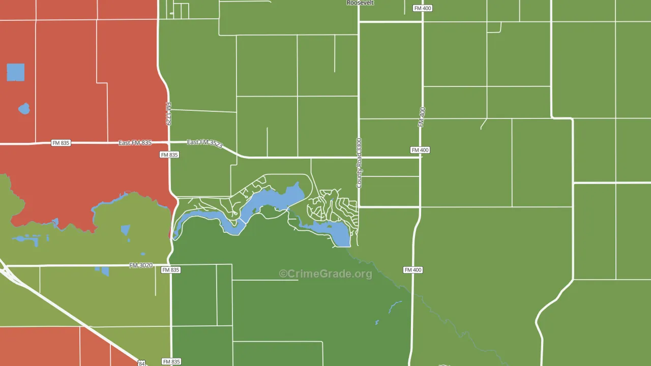 Ransom Canyon, TX Map of Theft Rates